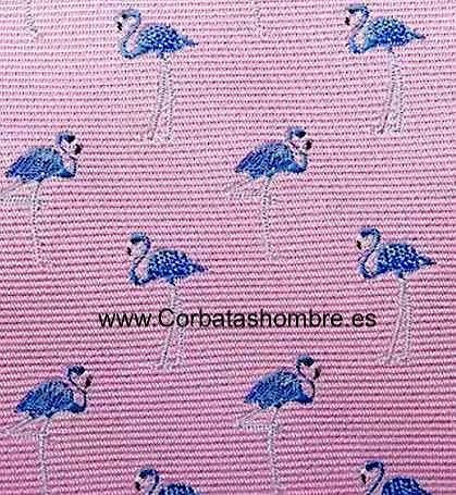 PAÑUELO ROSA CON FLAMENCOS AZULES PARA BOLSILLOS CHAQUETA 