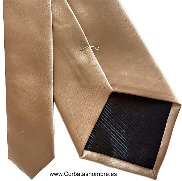CONJUNTO CORBATA PAÑUELO Y GEMELOS BEIGE DORADO A JUEGO 