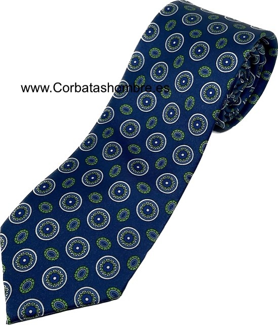 CORBATA AZUL AZAFATA LUXURY DE ROSETONES Y ELIPSES DE MANDALA 