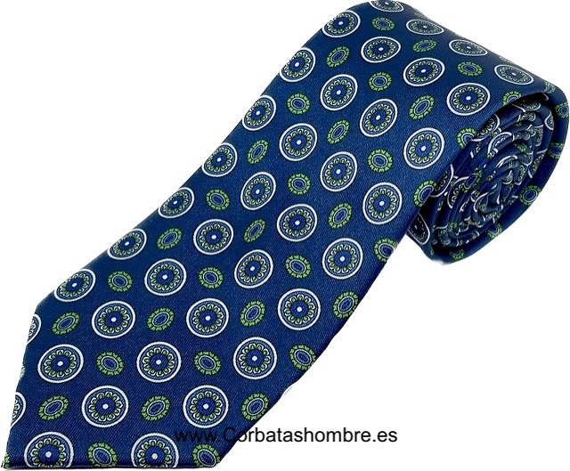 CORBATA AZUL AZAFATA LUXURY DE ROSETONES Y ELIPSES DE MANDALA 