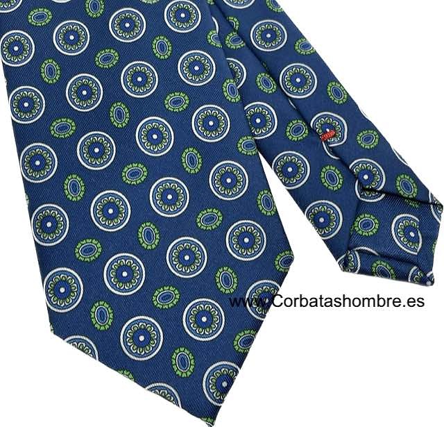 CORBATA AZUL AZAFATA LUXURY DE ROSETONES Y ELIPSES DE MANDALA 