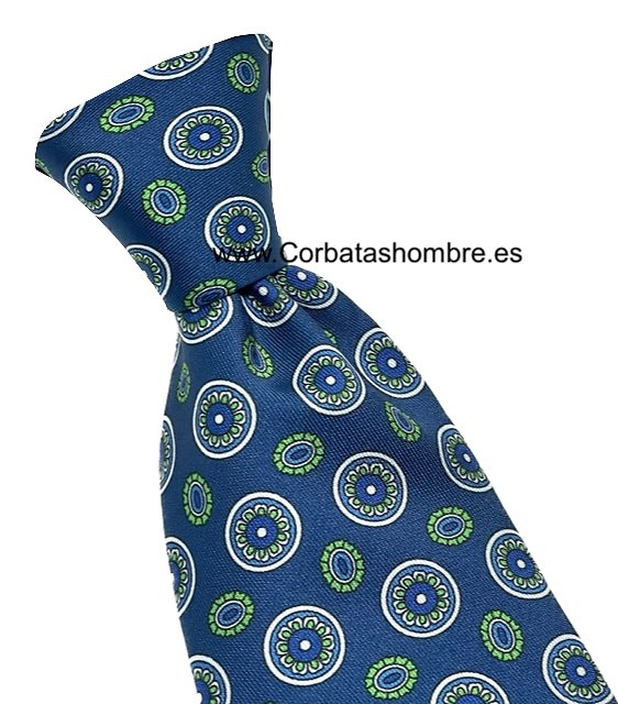 CORBATA AZUL AZAFATA LUXURY DE ROSETONES Y ELIPSES DE MANDALA 