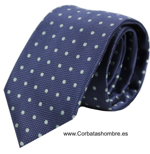 CORBATA AZUL CON LUNARES VERDE MAR ELEGANTÍSIMA 