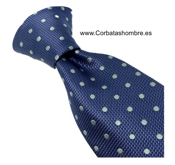 CORBATA AZUL CON LUNARES VERDE MAR ELEGANTÍSIMA 