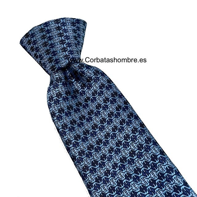 CORBATA AZUL CON TELA BROCADA DIBUJO PANAL EN VARIOS TONOS 