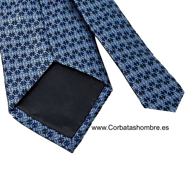 CORBATA AZUL CON TELA BROCADA DIBUJO PANAL EN VARIOS TONOS 