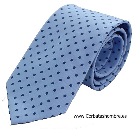 CORBATA AZUL CON TOPOS O LUNARES PEQUEÑOS AZUL MARINO 