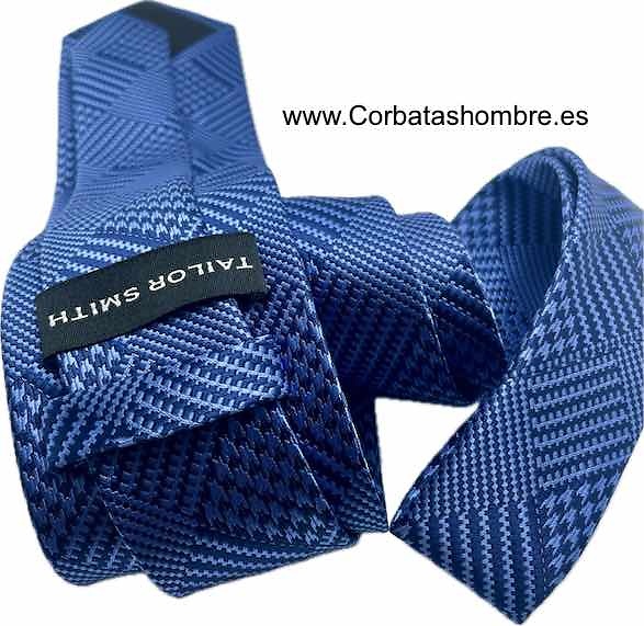 CORBATA AZUL DE CUADROS TEXTURIZADOS DIBUJOS VARIADOS 3D 