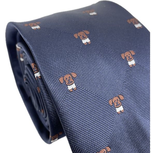 CORBATA AZUL DE PERRITOS SIMPÁTICOS MARRONES 