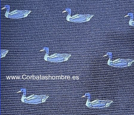 CORBATA AZUL ELEGANT DE PATOS AZUL CLARO Y VERDES 