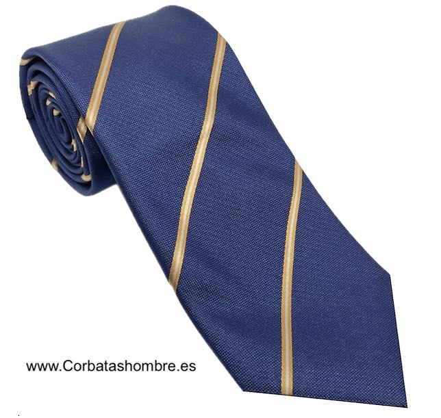 CORBATA AZUL ELEGANT RAYAS ESTRECHAS DORADAS 