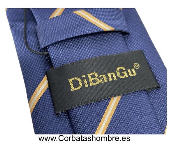 CORBATA AZUL ELEGANT RAYAS ESTRECHAS DORADAS 