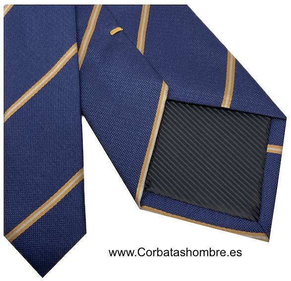 CORBATA AZUL ELEGANT RAYAS ESTRECHAS DORADAS 