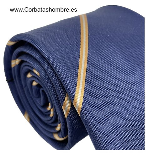 CORBATA AZUL ELEGANT RAYAS ESTRECHAS DORADAS 