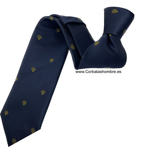 CORBATA AZUL MARINO CON ÁRBOLES DE LA VIDA PEQUEÑOS MUY ELEGANTE 