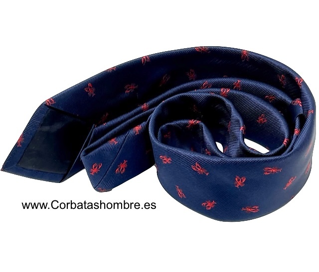 CORBATA AZUL MARINO CON BOGAVANTES ROJOS DIVERTIDA Y ELEGANTE 