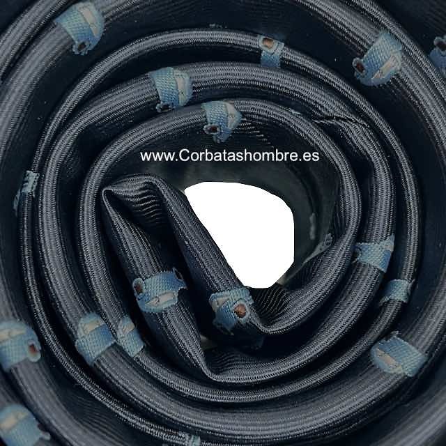 CORBATA AZUL MARINO CON COCHES EN AZUL CLARO 