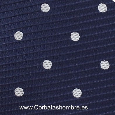 CORBATA AZUL MARINO CON LUNARES BLANCOS ELEGANTES 