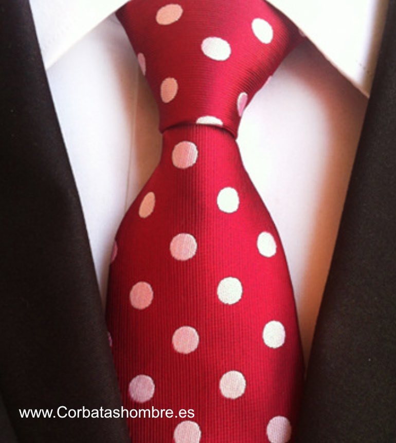 CORBATA AZUL MARINO CON LUNARES BLANCOS GRANDES ELEGANTES 