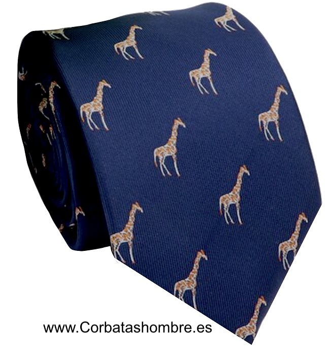 Corbata azul de originales jirafas