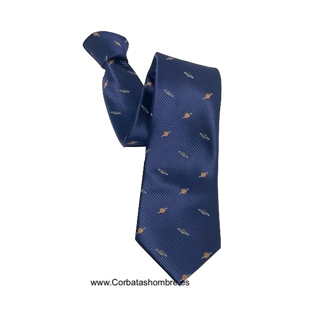 CORBATA AZUL MARINO CON PLANETAS DE LA GALAXIA 