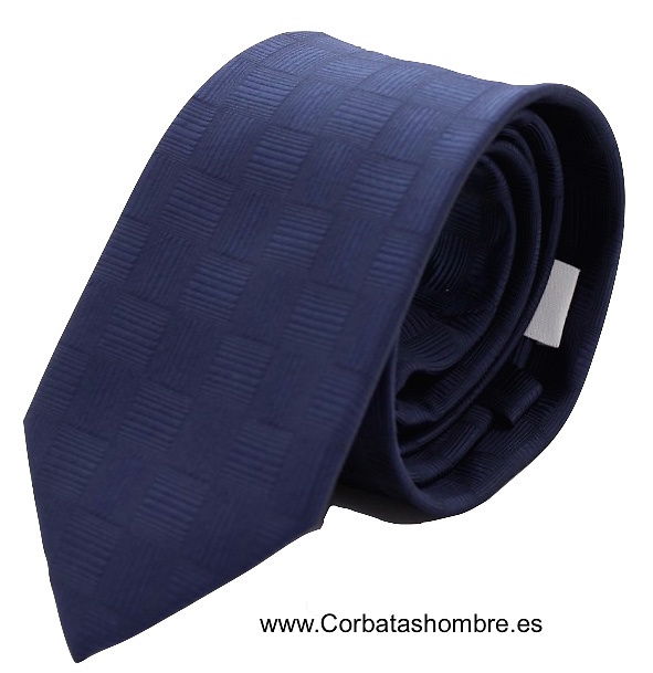 CORBATA AZUL MARINO CON TRAMA DE CUADRADOS 