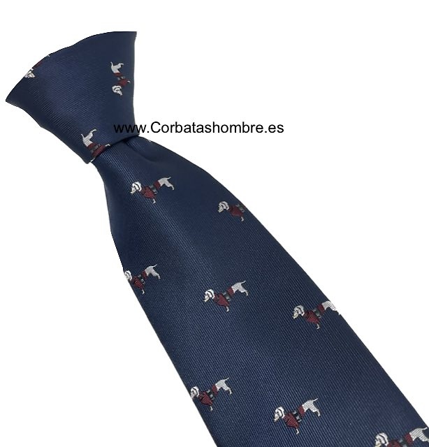 CORBATA AZUL MARINO DE BONITOS PERROS TECKEL 