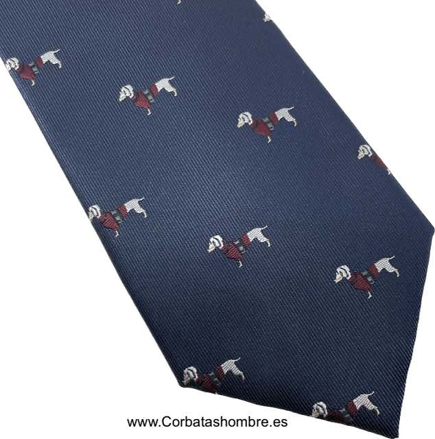 CORBATA AZUL MARINO DE BONITOS PERROS TECKEL 