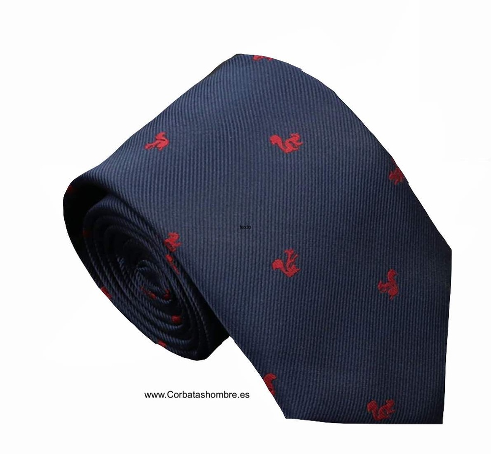 CORBATA AZUL MARINO ELEGANTE CON ARDILLAS ROJAS PEQUEÑAS 