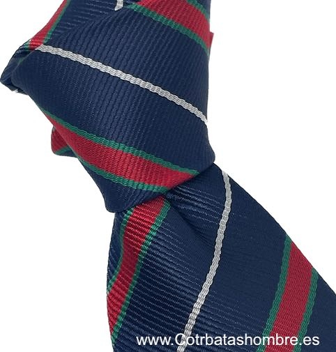 CORBATA AZUL MARINO MUY ELEGANTE DE RAYAS ANCHAS COMBINADA CON BURDEOS 