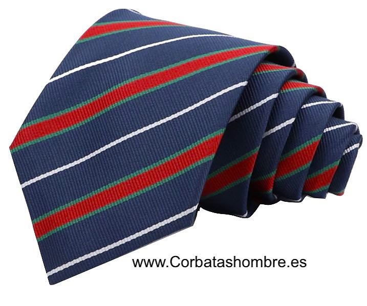 CORBATA AZUL MARINO MUY ELEGANTE DE RAYAS ANCHAS COMBINADA CON BURDEOS 