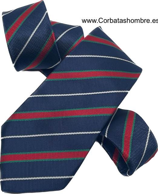 CORBATA AZUL MARINO MUY ELEGANTE DE RAYAS ANCHAS COMBINADA CON BURDEOS 