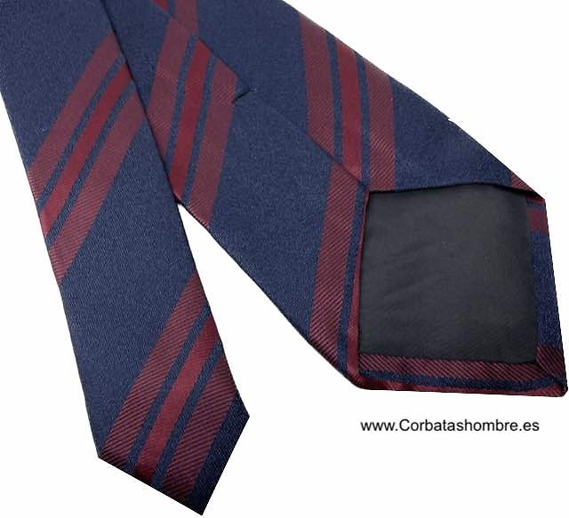 CORBATA AZUL MARINO OSCURO CON UNA ELEGANTE DUBUJO DE TRES RAYAS GRANATES 