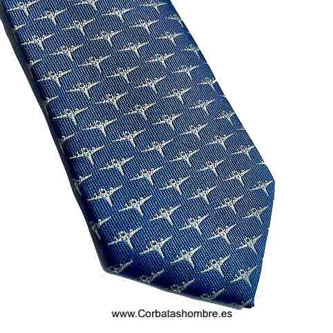 CORBATA AZUL MEDIO CON AVIONES CAZAS DE COMBATE 