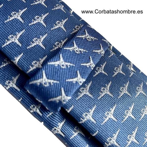 CORBATA AZUL MEDIO CON AVIONES CAZAS DE COMBATE 