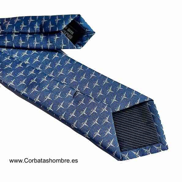 CORBATA AZUL MEDIO CON AVIONES CAZAS DE COMBATE 