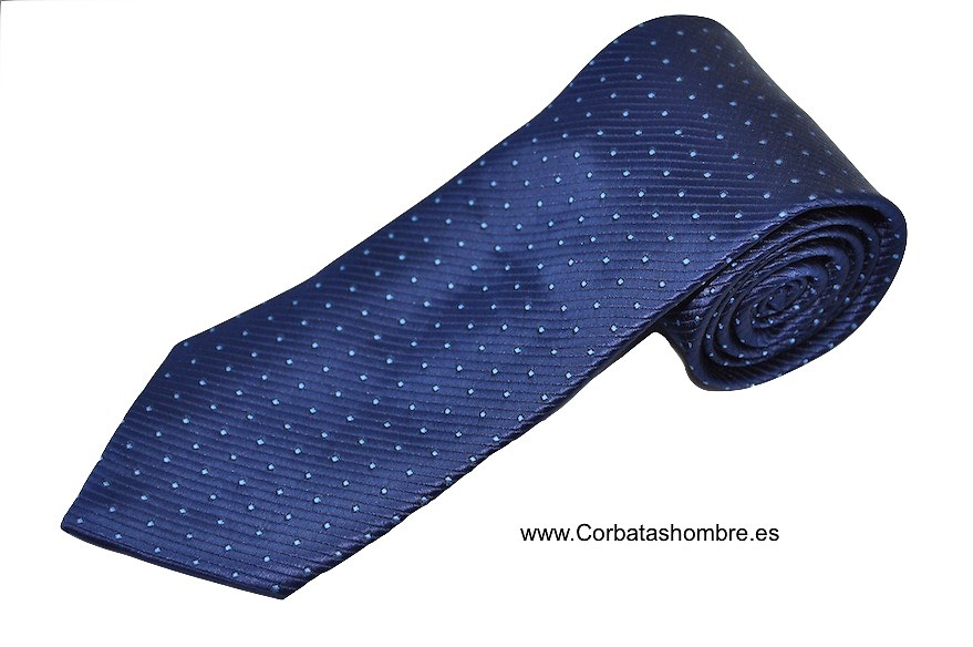 CORBATA AZUL MICRO RAYADA AL BIES CON PEQUEÑOS TOPOS AZULES 