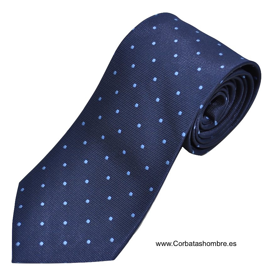 CORBATA AZUL MICRO RAYADA CON LUNARES PEQUEÑOS AZULES CLAROS 