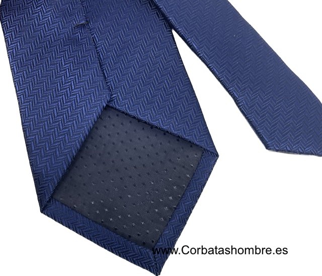 CORBATA AZUL OSCURO DE TELA JACQUARD CON DIBUJO DE ESPIGA DEL PROPIO TEJIDO 