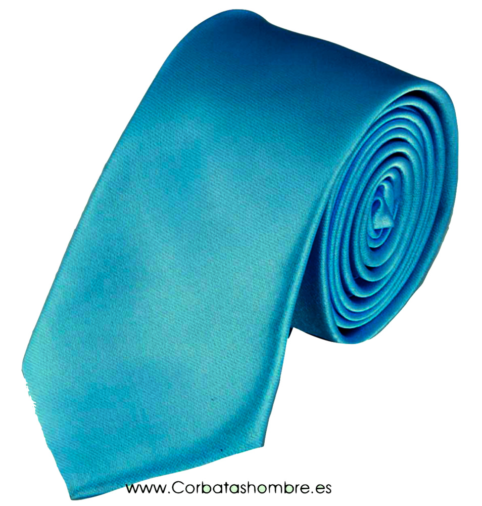 Corbatas turquesa estrecha de tela lisa