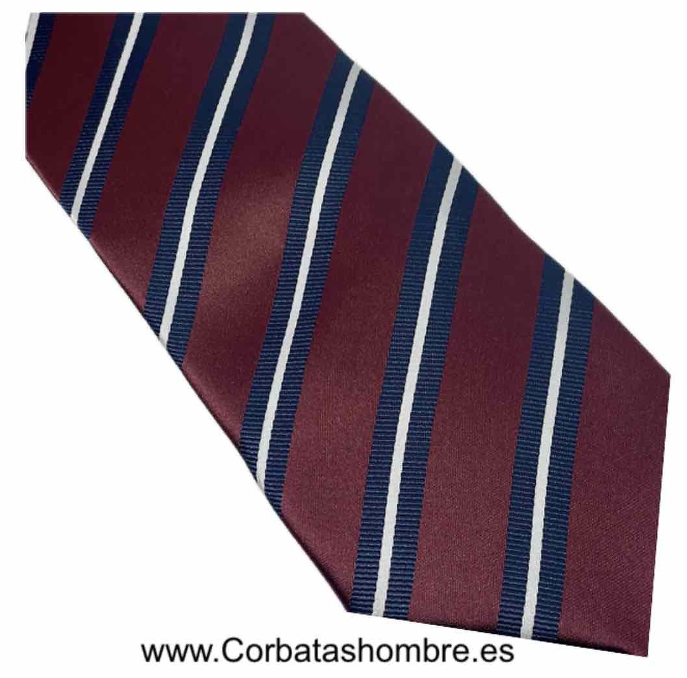 CORBATA BURDEOS DE RAYAS ANCHAS COMBINADA CON RAYAS ESTRECHAS MARINO Y BLANCAS 