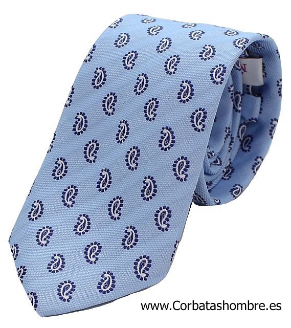 cielo Educación Electropositivo corbata azul claro con dibujo cachemir
