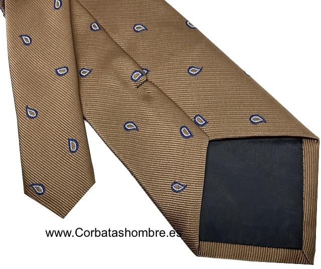 CORBATA CAMEL DE CACHEMIR PEQUEÑO BONITA Y ELEGANTE 