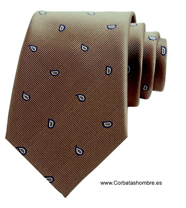 CORBATA CAMEL DE CACHEMIR PEQUEÑO BONITA Y ELEGANTE 