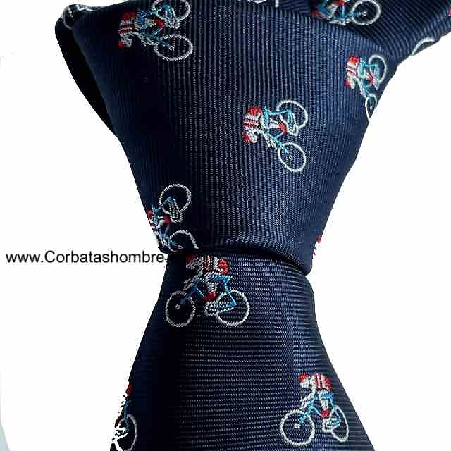 CORBATA CICLISTAS SOBRE BICICLETAS AZUL MARINO 