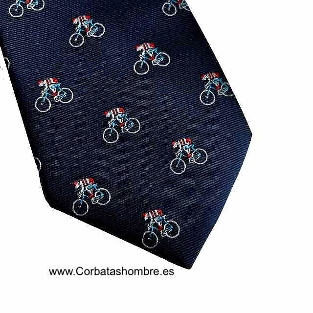 CORBATA CICLISTAS SOBRE BICICLETAS AZUL MARINO 