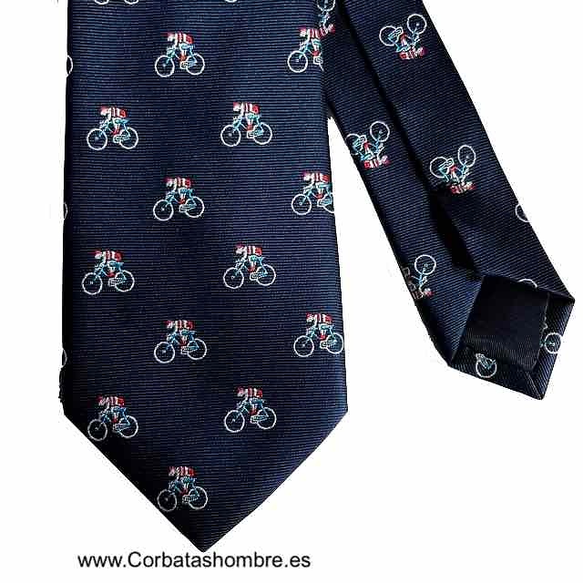 CORBATA CICLISTAS SOBRE BICICLETAS AZUL MARINO 