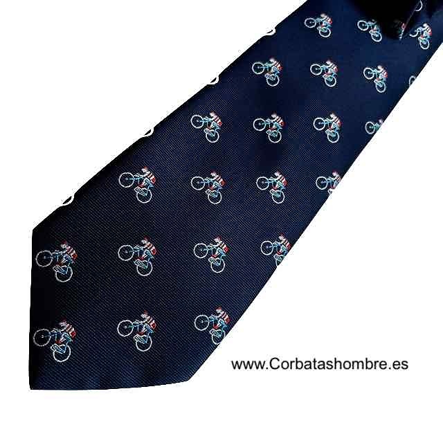 CORBATA CICLISTAS SOBRE BICICLETAS AZUL MARINO 