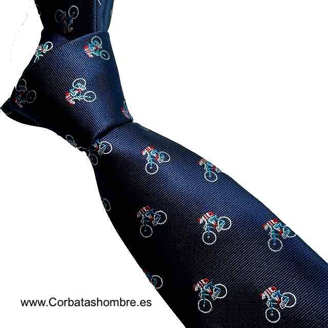 CORBATA CICLISTAS SOBRE BICICLETAS AZUL MARINO 