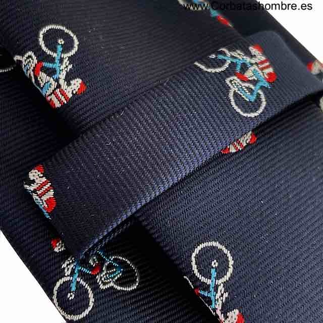 CORBATA CICLISTAS SOBRE BICICLETAS AZUL MARINO 